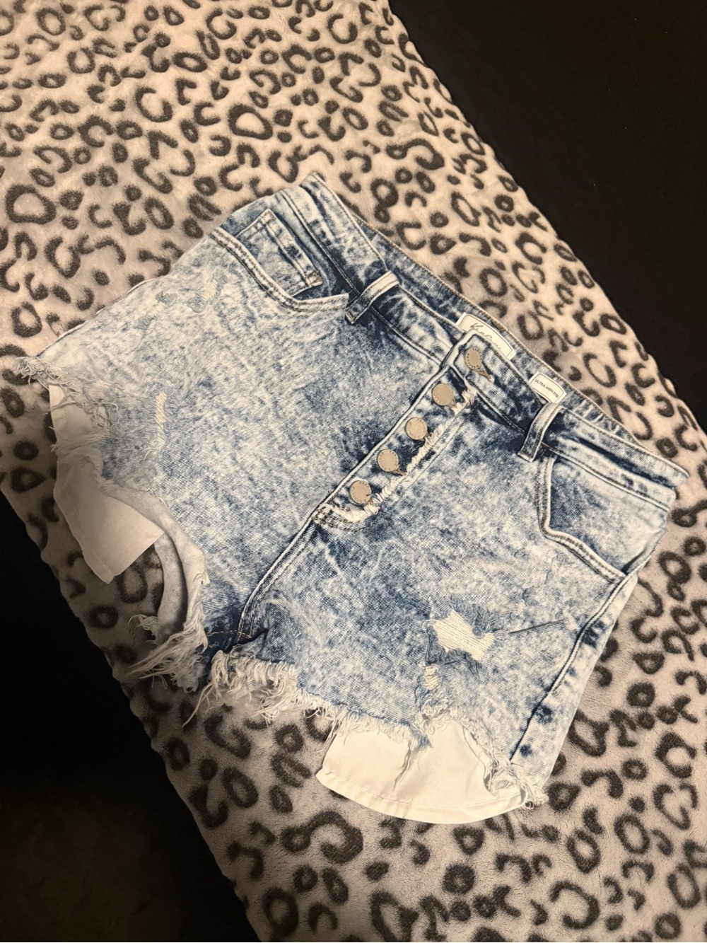 KanCan Light Blue Acid Wash High-Rise Denim Shorts